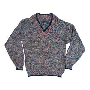 Vintage Boat House Row Mens Multicolor V Neck Sweater Medium